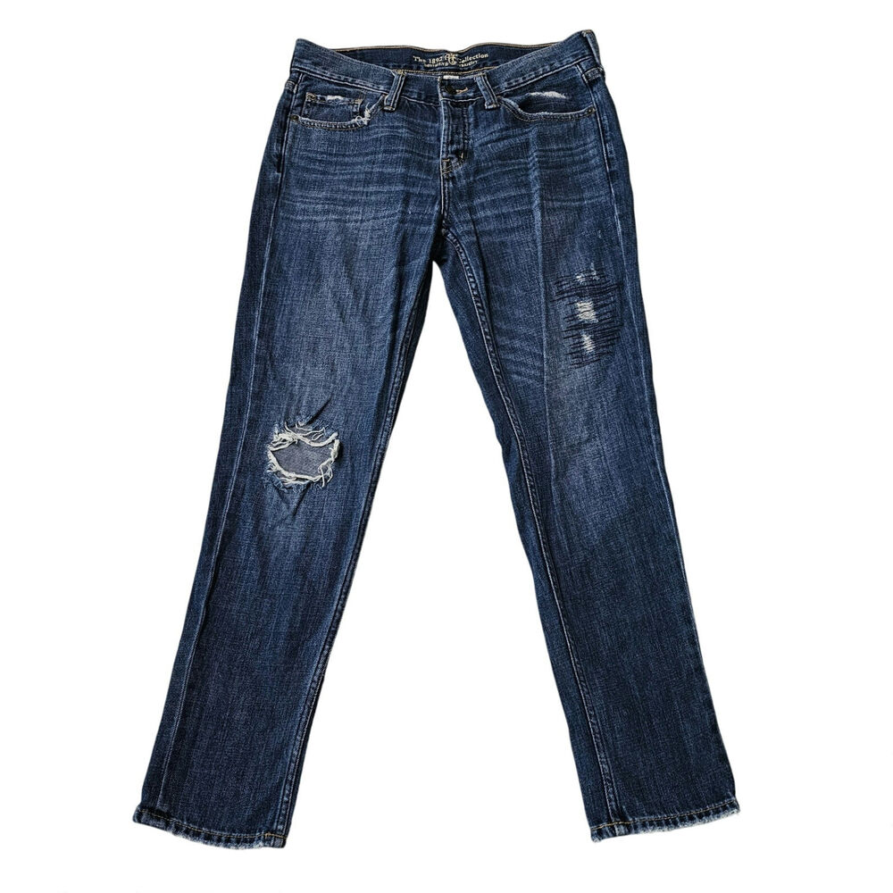 Abercrombie & Fitch Jeans Size 2R Womens Boyfriend Straight Distressed 1892